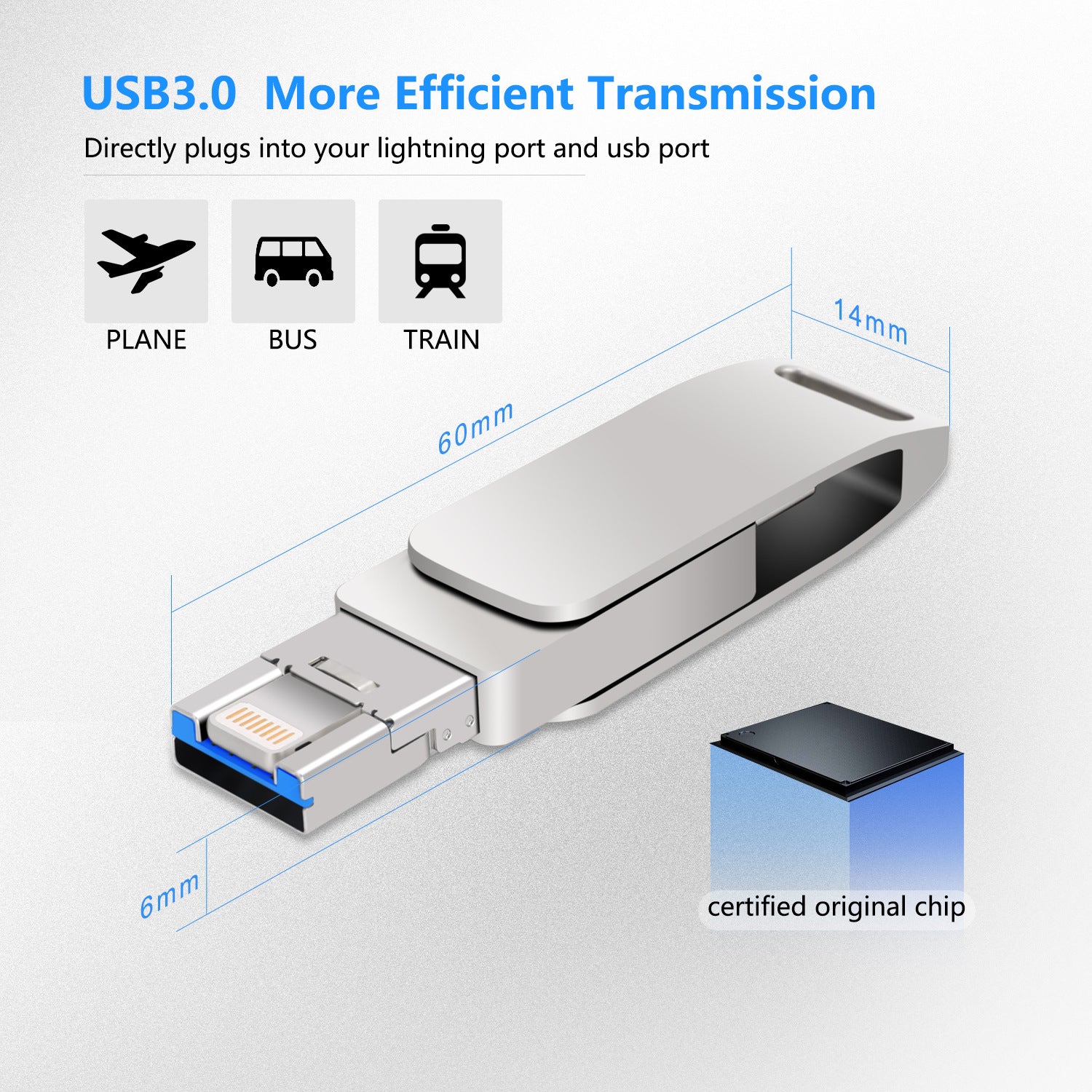 Multifunctional Metal Rotating Usb Flash Drive For iphone/Android/PC