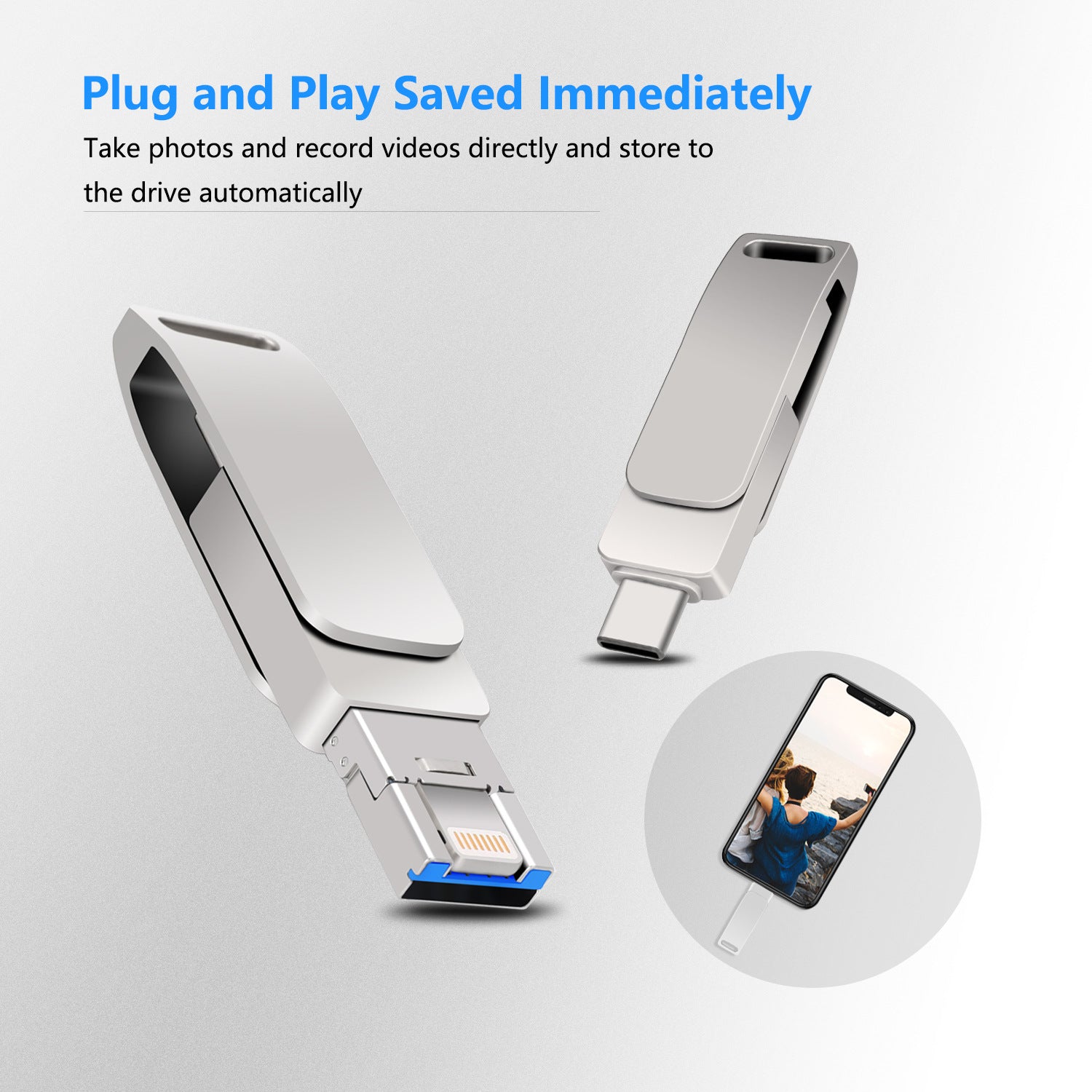 Multifunctional Metal Rotating Usb Flash Drive For iphone/Android/PC