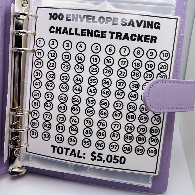 100 Envelope Challenge Leather Binder-Easy And fun Way To Save $5,050🔥