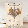 Birth Flower Family Bouquet Customized Blanket