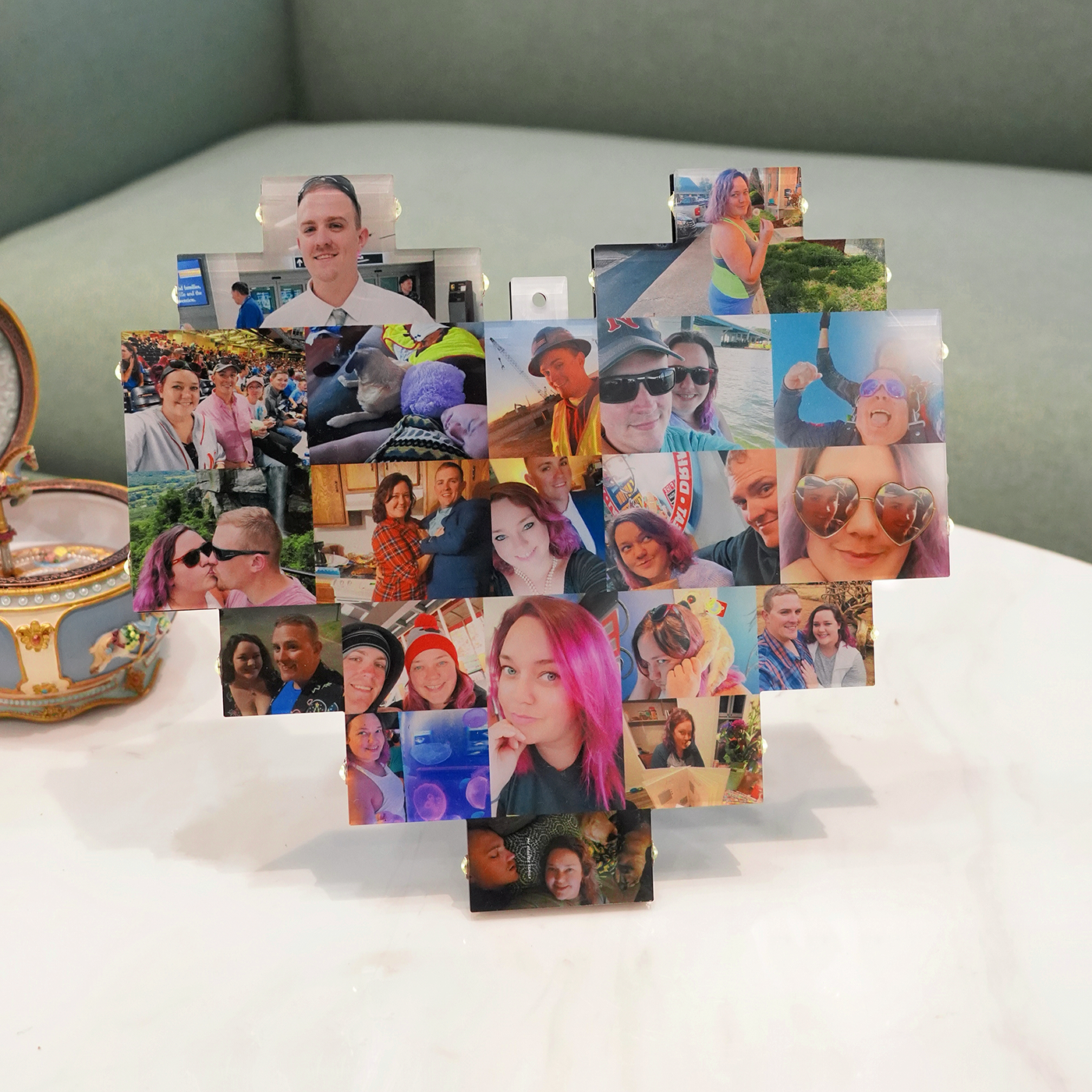 Custom Heart Shape Photo Collage Lamp with Photos