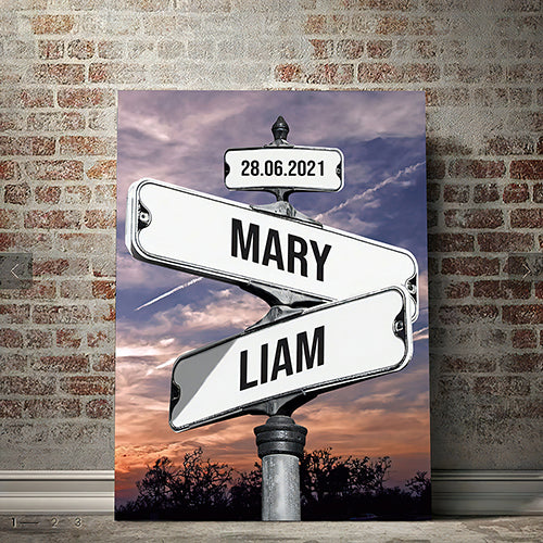 Personalized Canvas Vintage Street Sign for couples