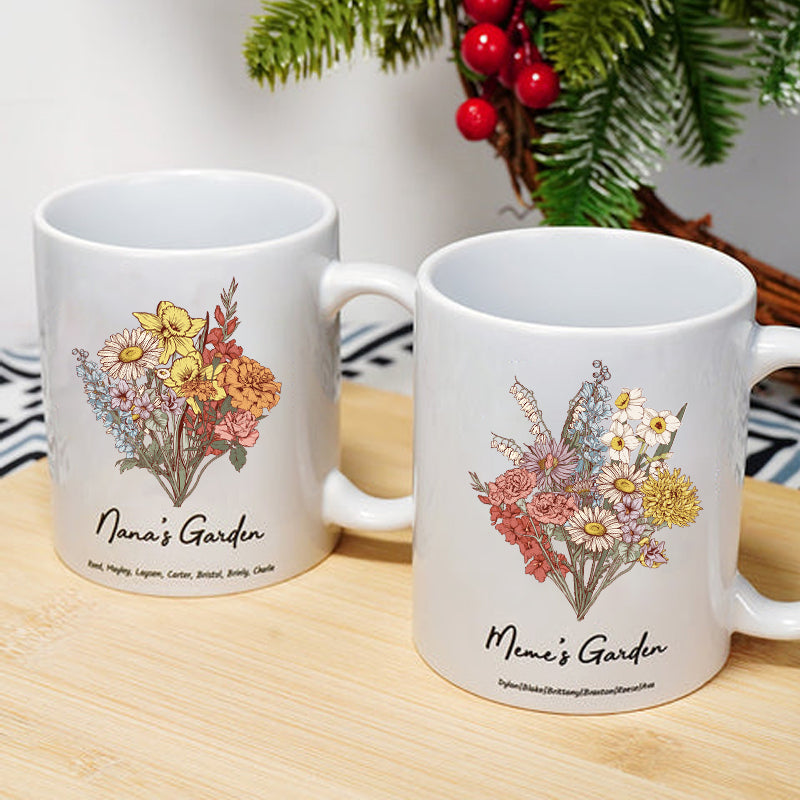 Birth Flower Family Bouquet Custom mug