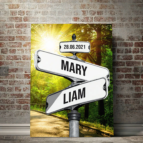 Personalized Canvas Vintage Street Sign for couples