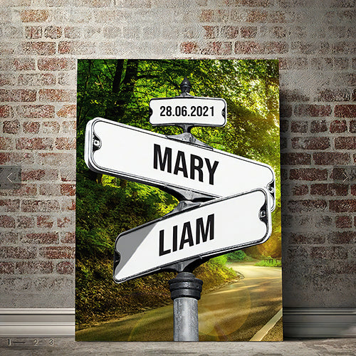 Personalized Canvas Vintage Street Sign for couples