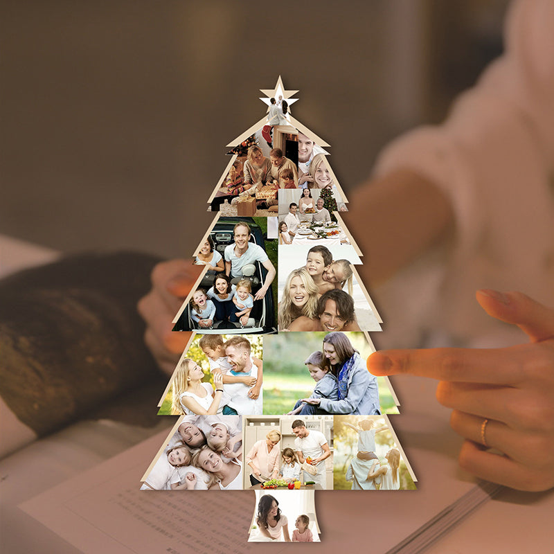 Custom Christmas Tree Shape Photo Collage Lamp with Photos