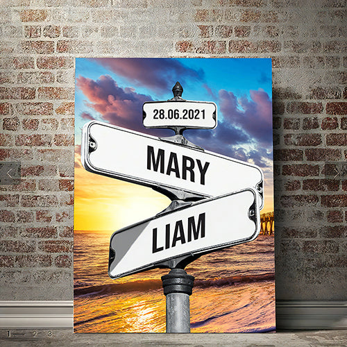 Personalized Canvas Vintage Street Sign for couples