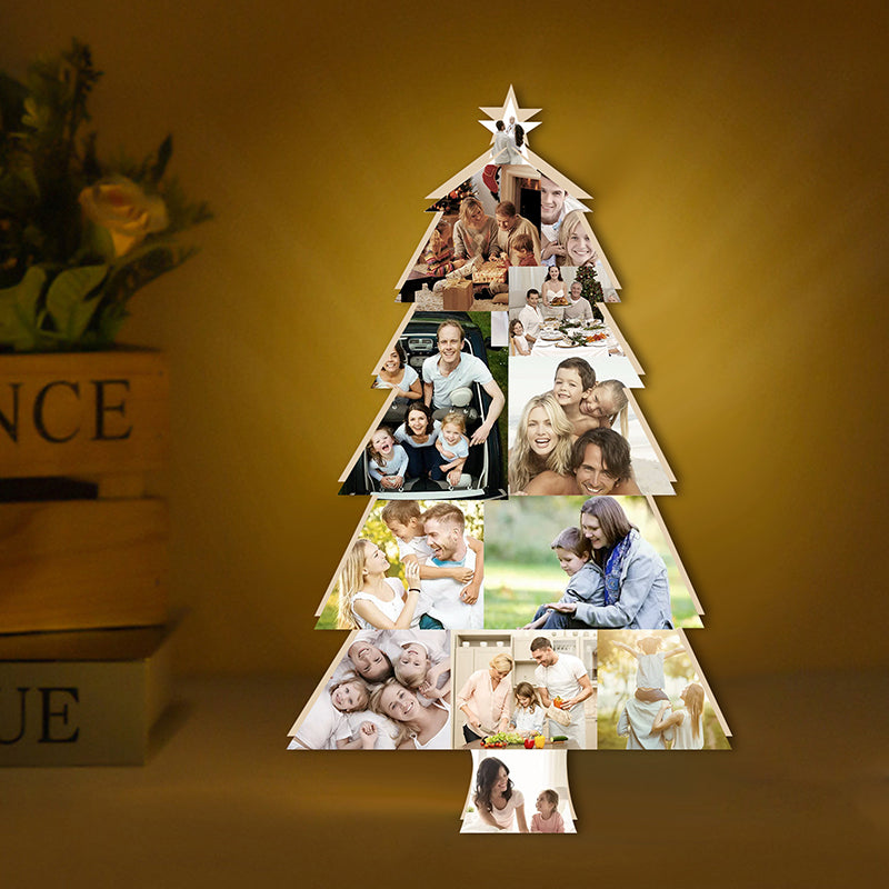 Custom Christmas Tree Shape Photo Collage Lamp with Photos