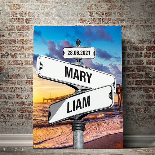 Personalized Canvas Vintage Street Sign for couples