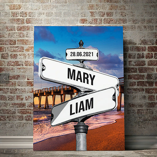 Personalized Canvas Vintage Street Sign for couples