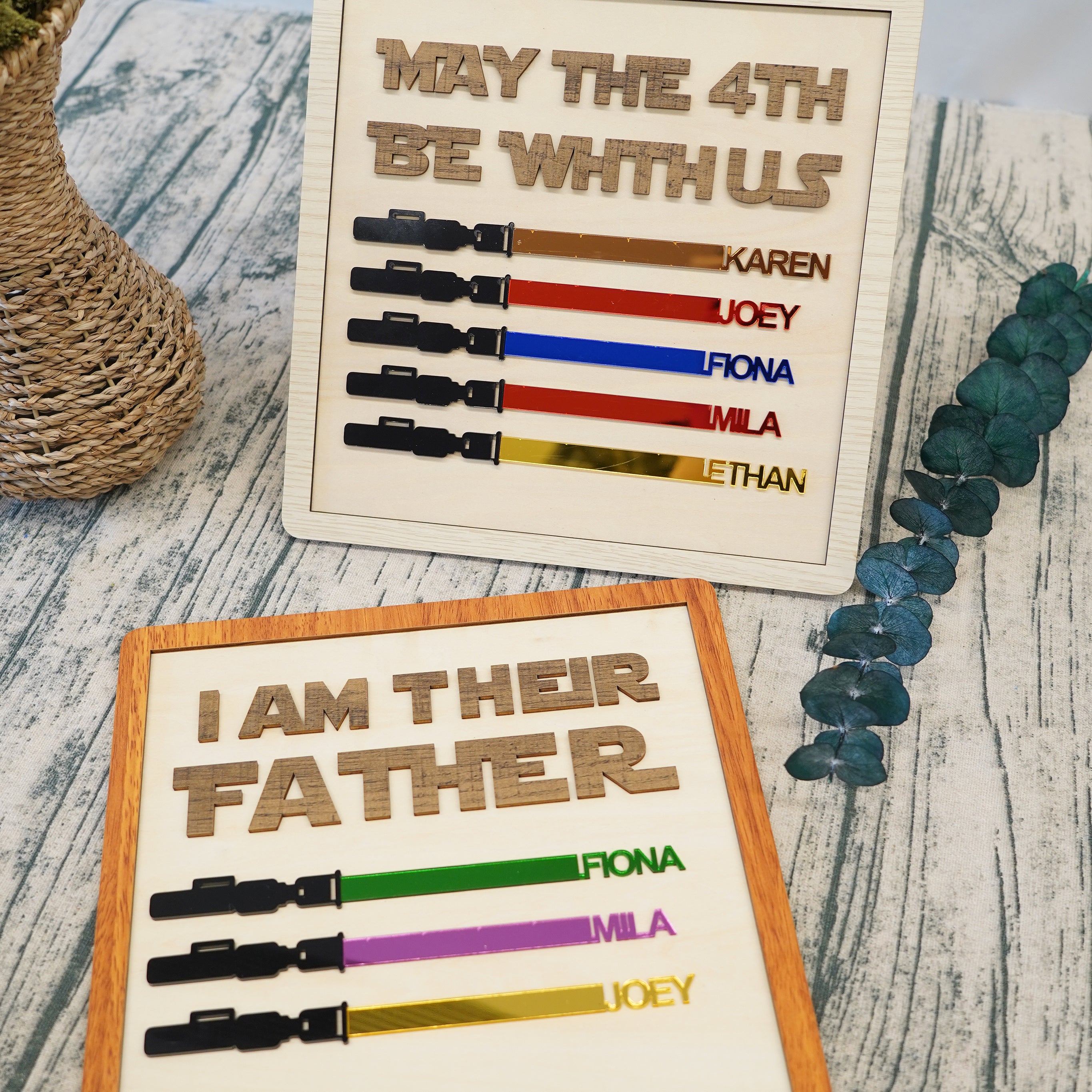 Wooden Plaque Personalized Light Saber