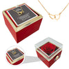 ETERNALLY PRESERVED ROTATING ROSE BOX -  ENGRAVED HEART NECKLACE