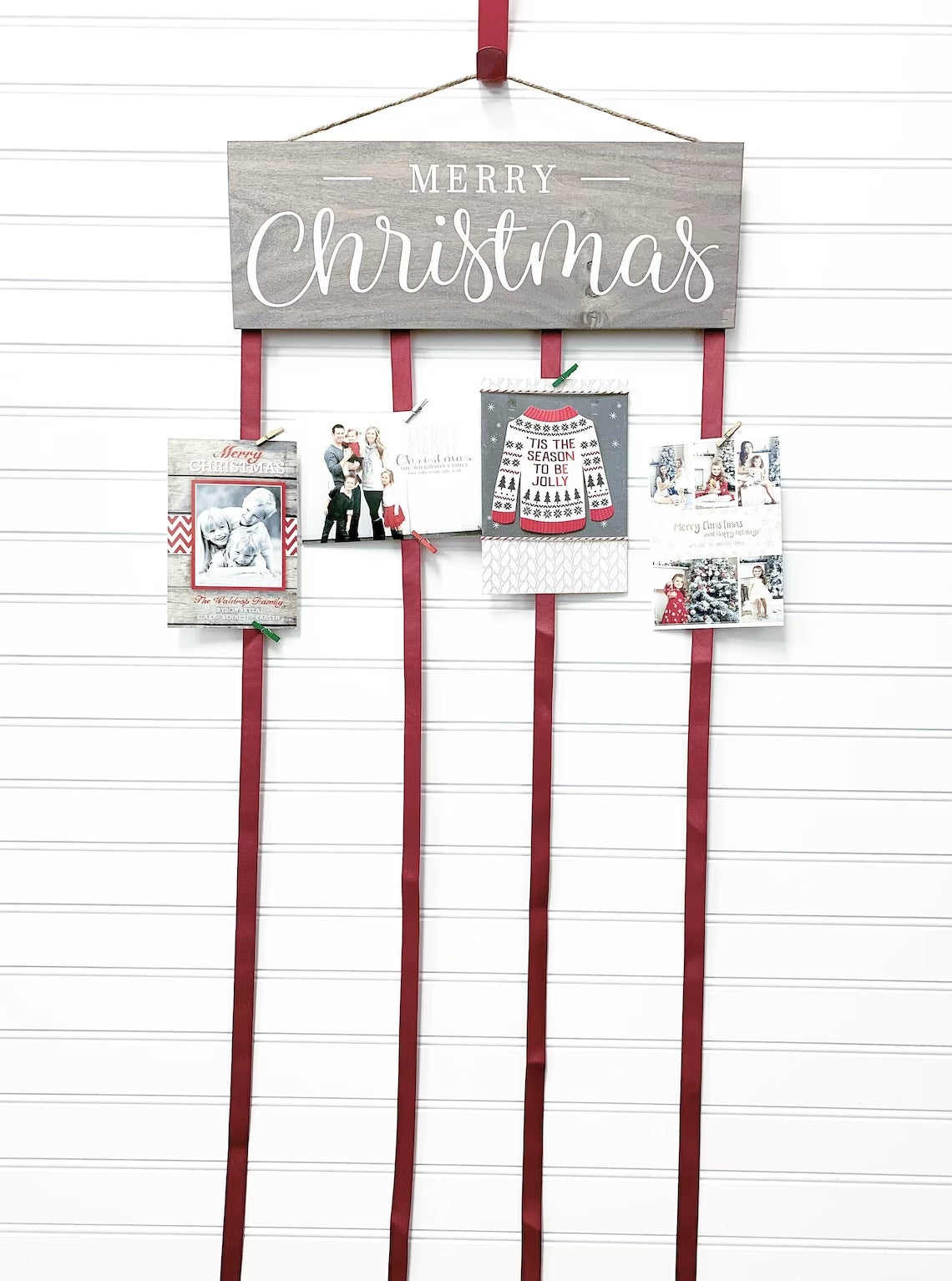 Merry Christmas Card Holder - Christmas Card Display - Christmas Cards