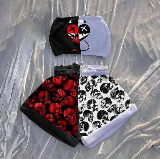 Halloween Skull Bandeau Shorts Set