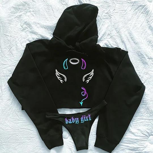 Baby Girl Printed Hoodie Thong Set