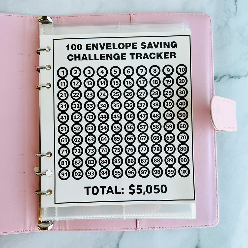 Custom 100 Envelope Challenge Binder-Easy And fun Way To Save $5,050