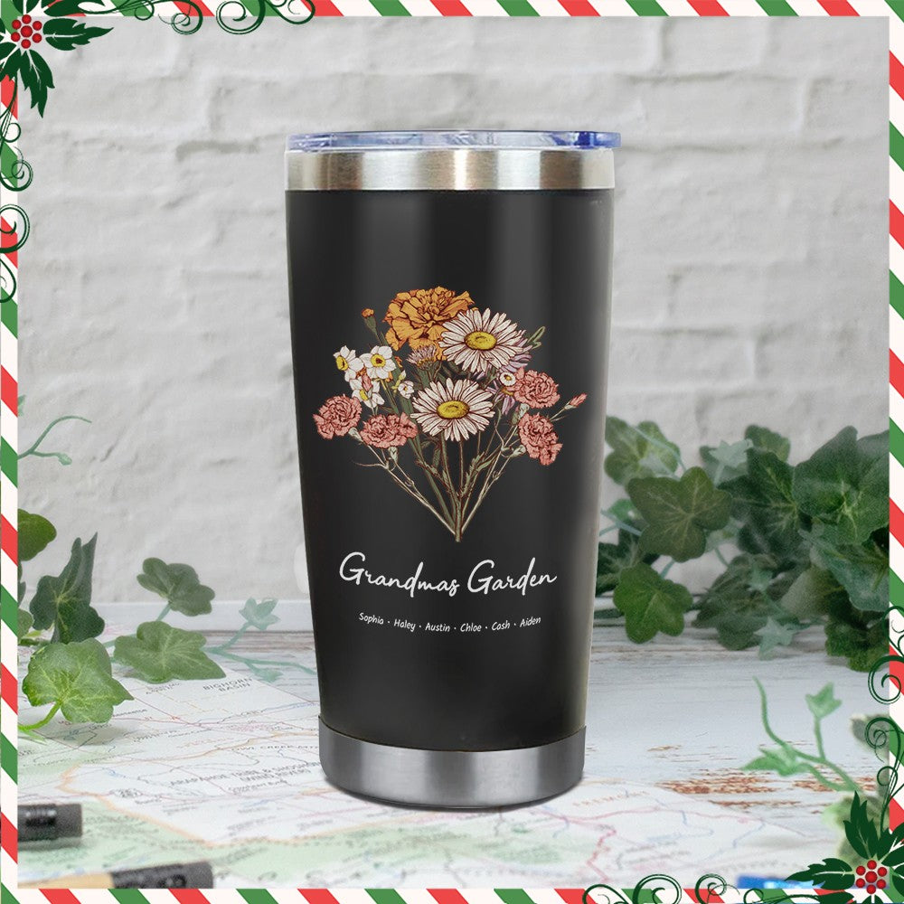 Birth Flower Family Bouquet Custom Stainless Steel Tumbler