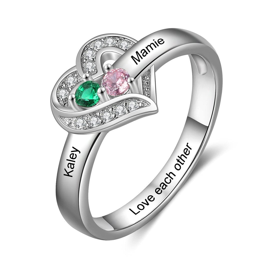 Custom Heart Birthstone Ring