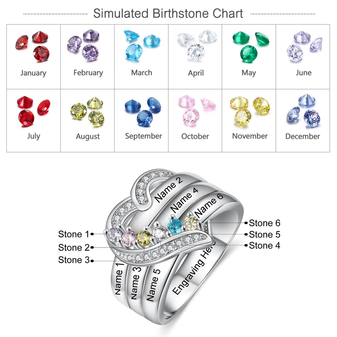 Custom Heart Birthstone Ring