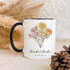 Birth Flower Family Bouquet Custom mug with black border