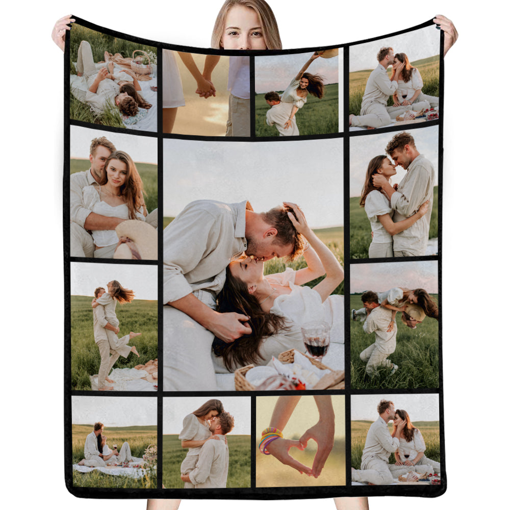 Custom 13 Photos Blanket Fleece Blanket For Him/Her