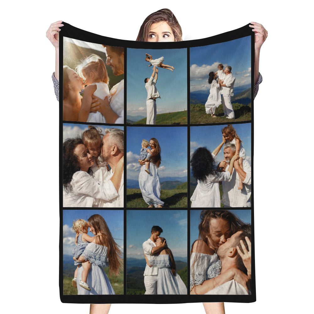 Family Travel Souvenir Photos Nine Grid Photos Customized Blankets