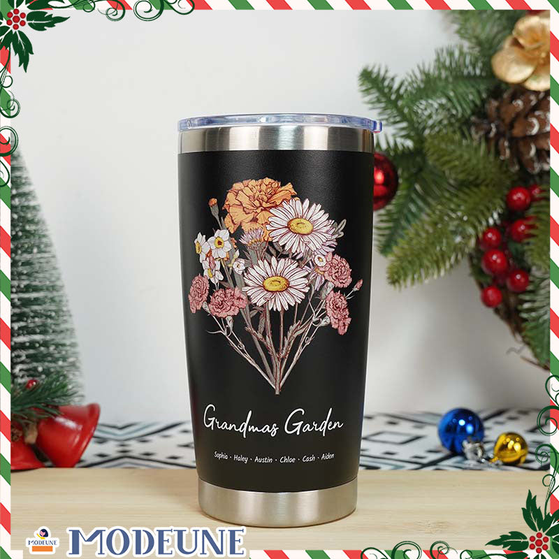 Birth Flower Family Bouquet Custom Stainless Steel Tumbler