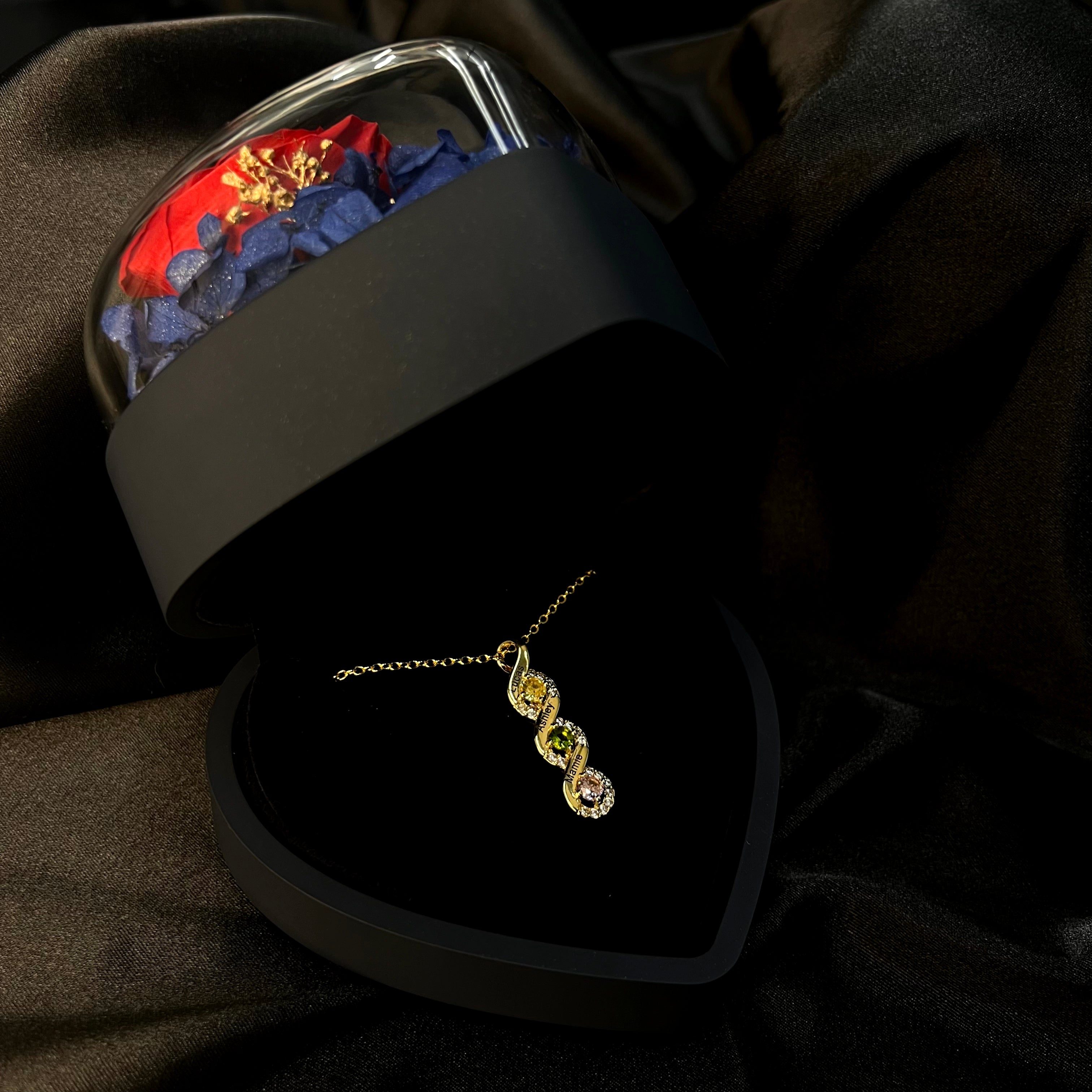 Custom Mothers Rings Necklace with Birthstones