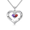 Custom Names Heart Necklace With Birthstones