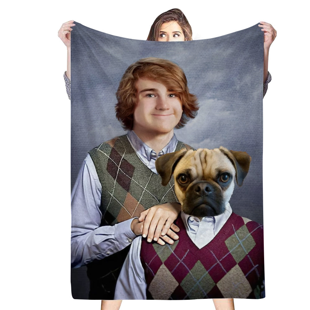 Custom Human & Pet Blanket Personalized Fleece Blanket Lover Gift Idea