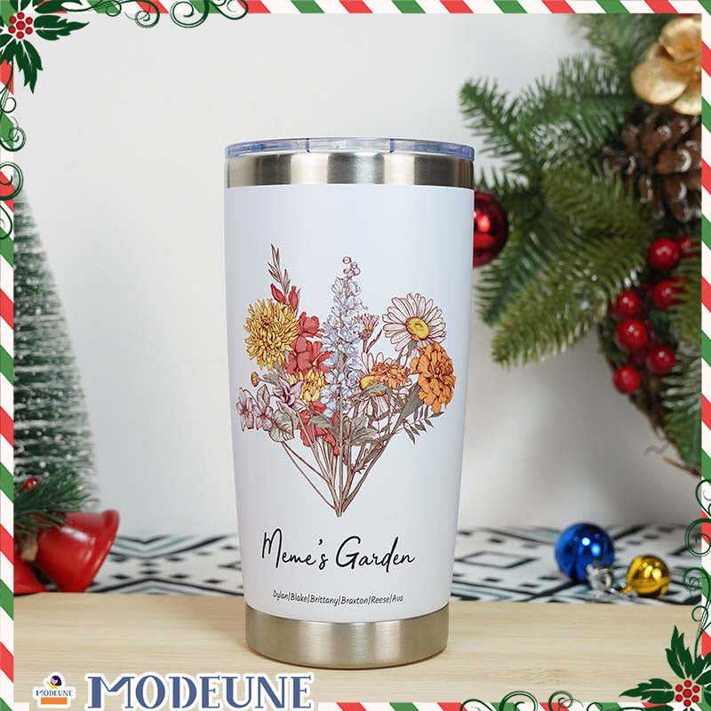 Birth Flower Family Bouquet Custom Stainless Steel Tumbler