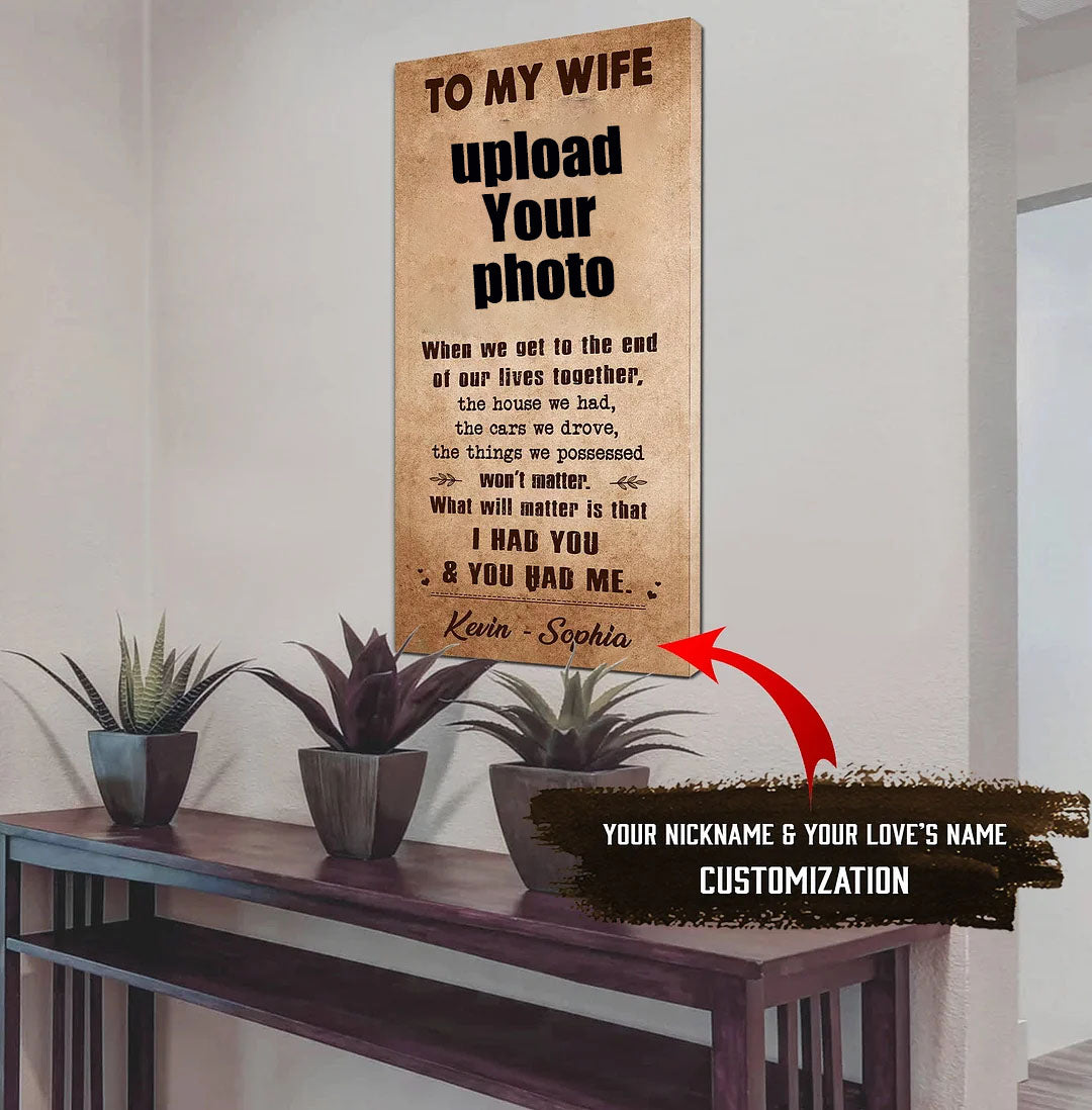 🎁TO MY WIFE-I HAD YOU AND YOU HAD ME-CANVAS POSTER(Buy 2 Get Free Shipping)