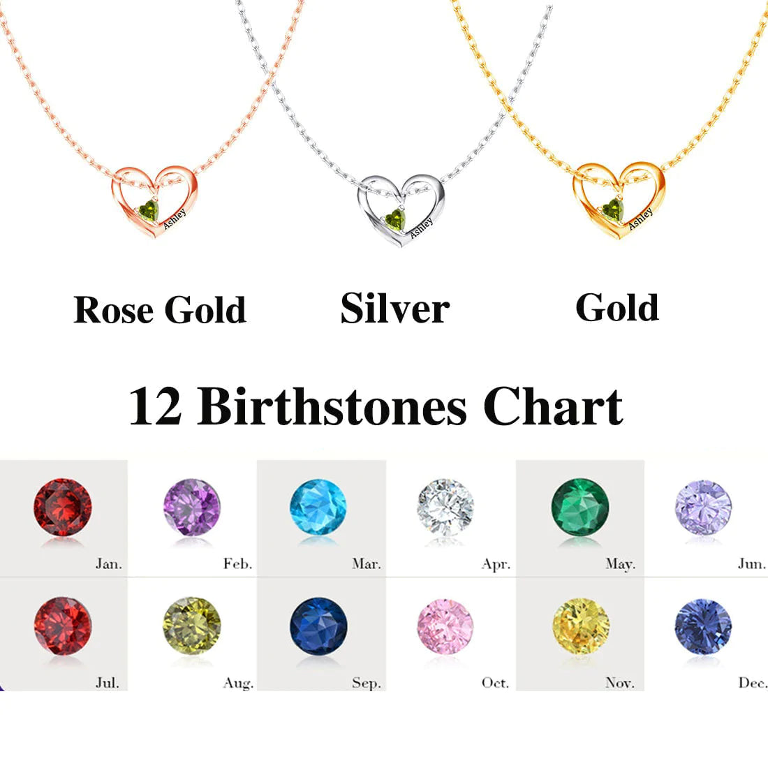 Heart of Love Birthstone Necklace for lover