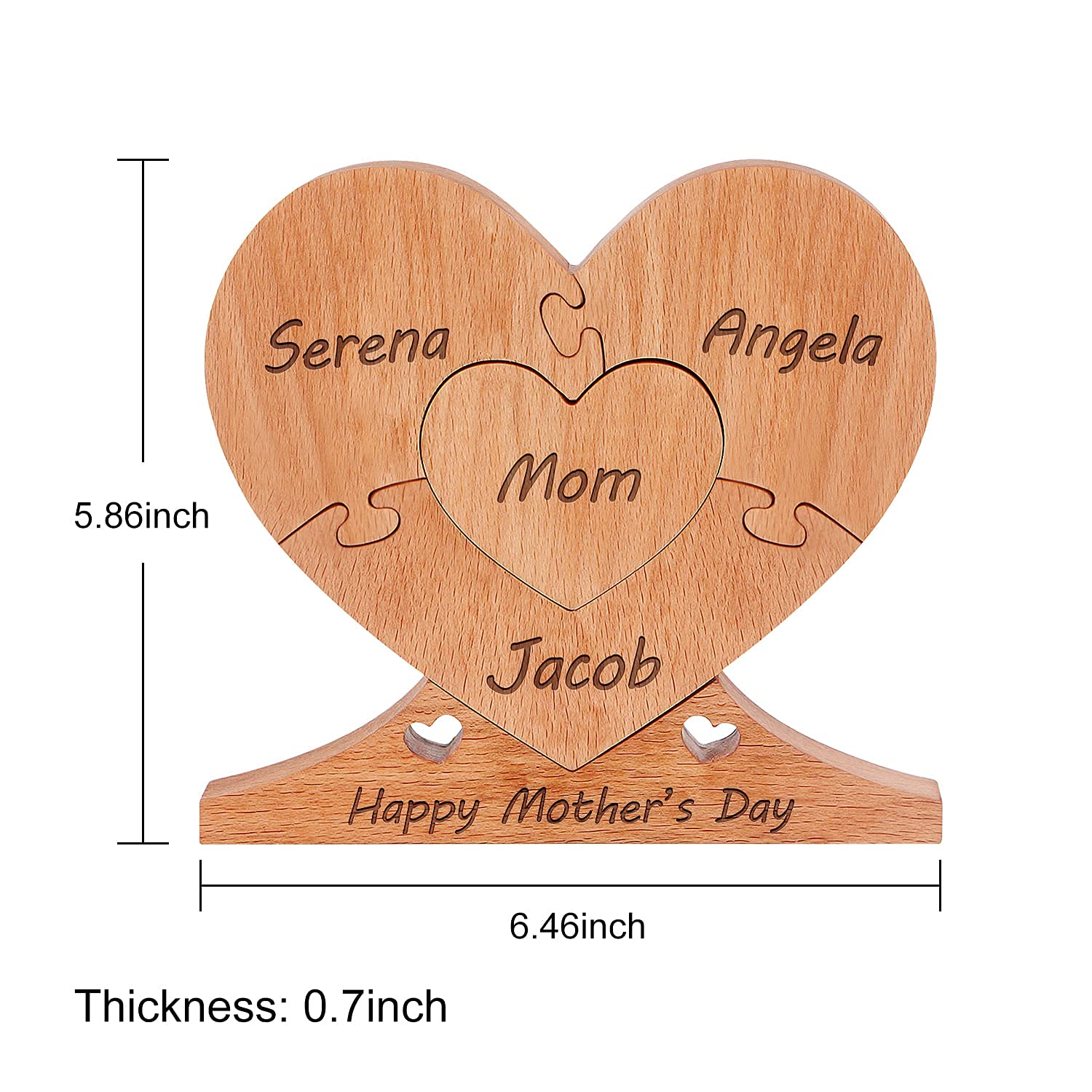 Custom Wooden Name Heart Puzzle