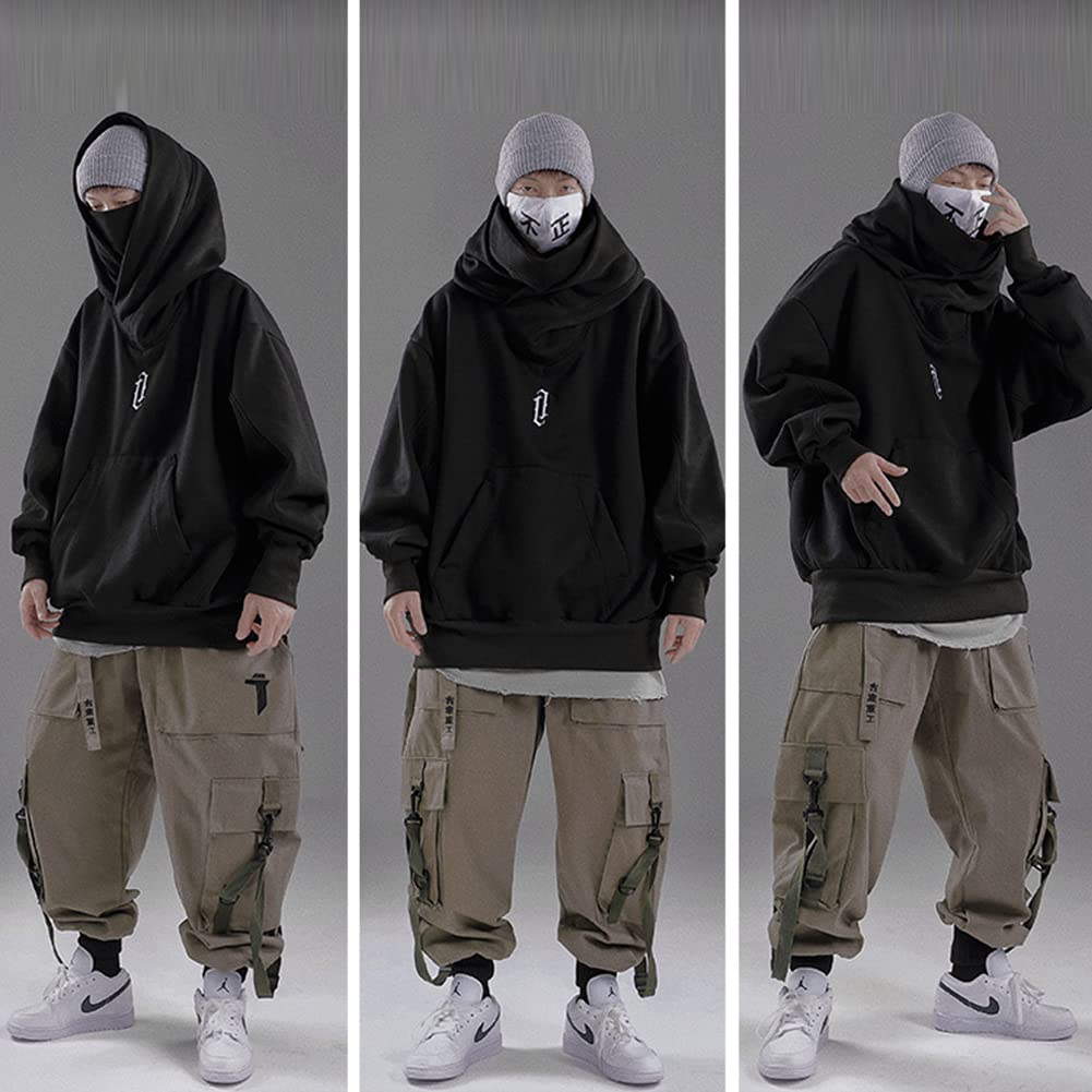 Ninja Double Neckline Cotton Hip Hop Hoodie