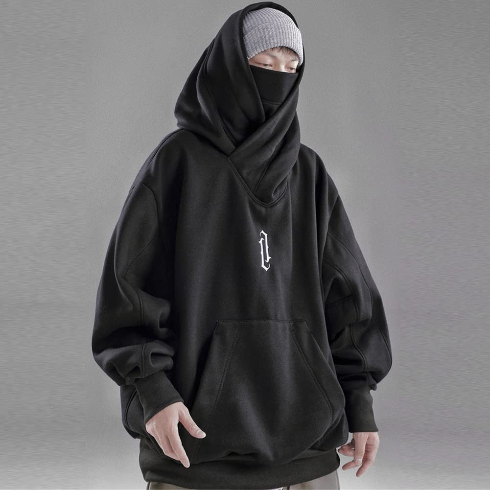 Ninja Double Neckline Cotton Hip Hop Hoodie