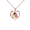 Custom Names Heart Necklace With Birthstones