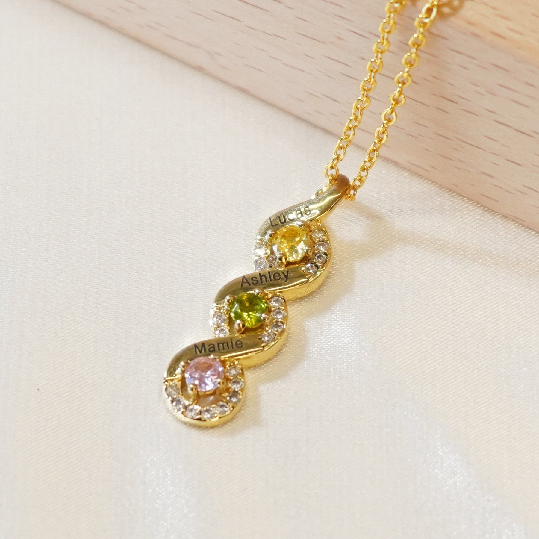 Custom Mothers Rings Necklace with Birthstones