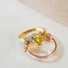 Custom Engarving Heart Birthstone Flower Ring