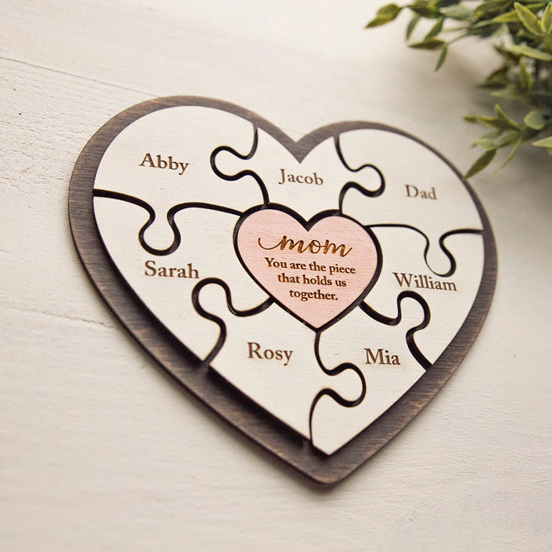 Personalized Heart Puzzle Frame Mom