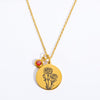 Custom Round Sketch Birth Month Flower Necklace