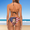 Custom Face American Flag Couple Matching Swimsuit