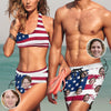 Custom Face Flag Couple Matching Swimsuit