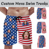Custom Face American Flag Couple Matching Swimsuit