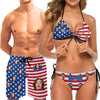 Custom Face American Flag Couple Matching Swimsuit