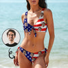 Custom Husband Face American Flag Swimsuit