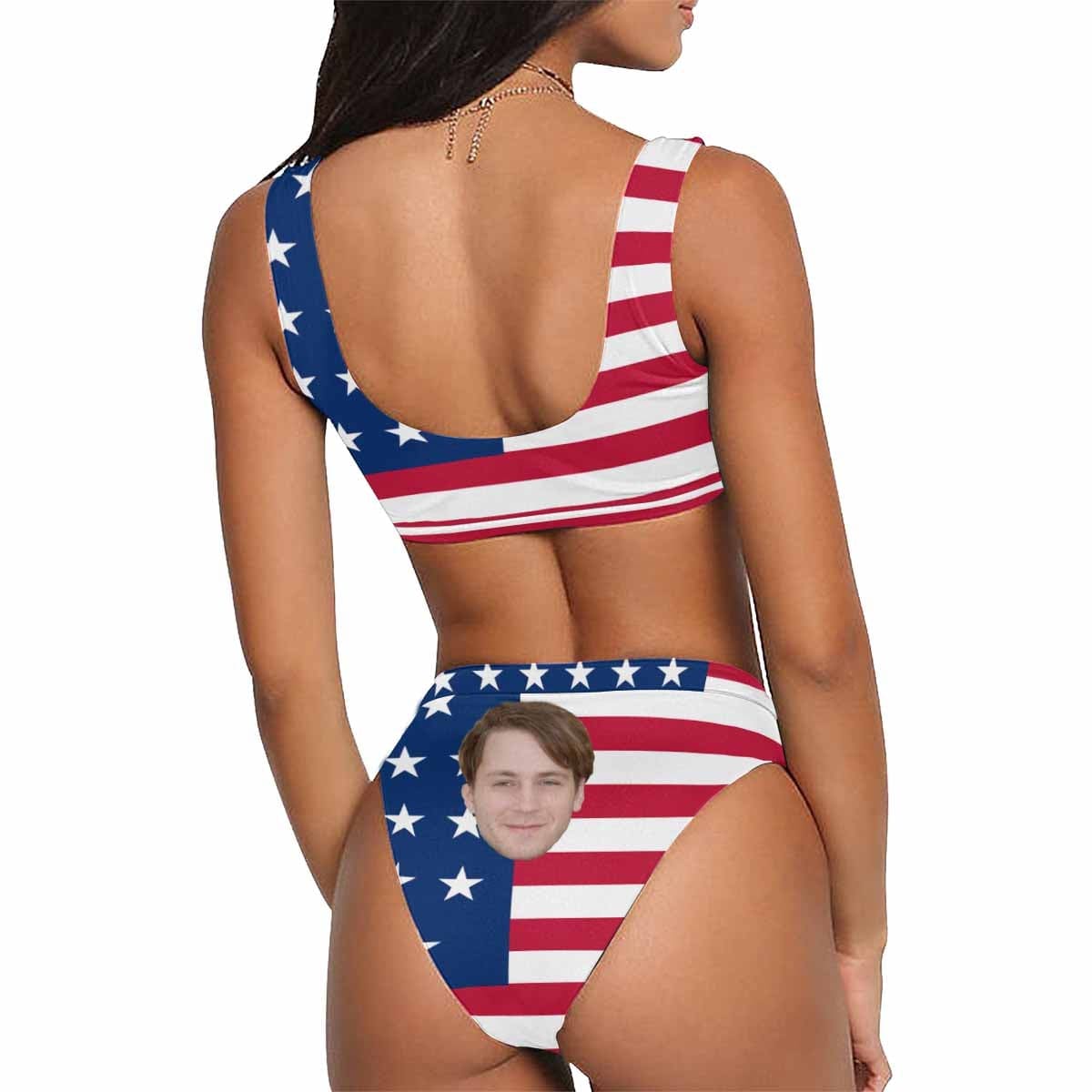 Custom Face Flag Couple Matching Swimsuit