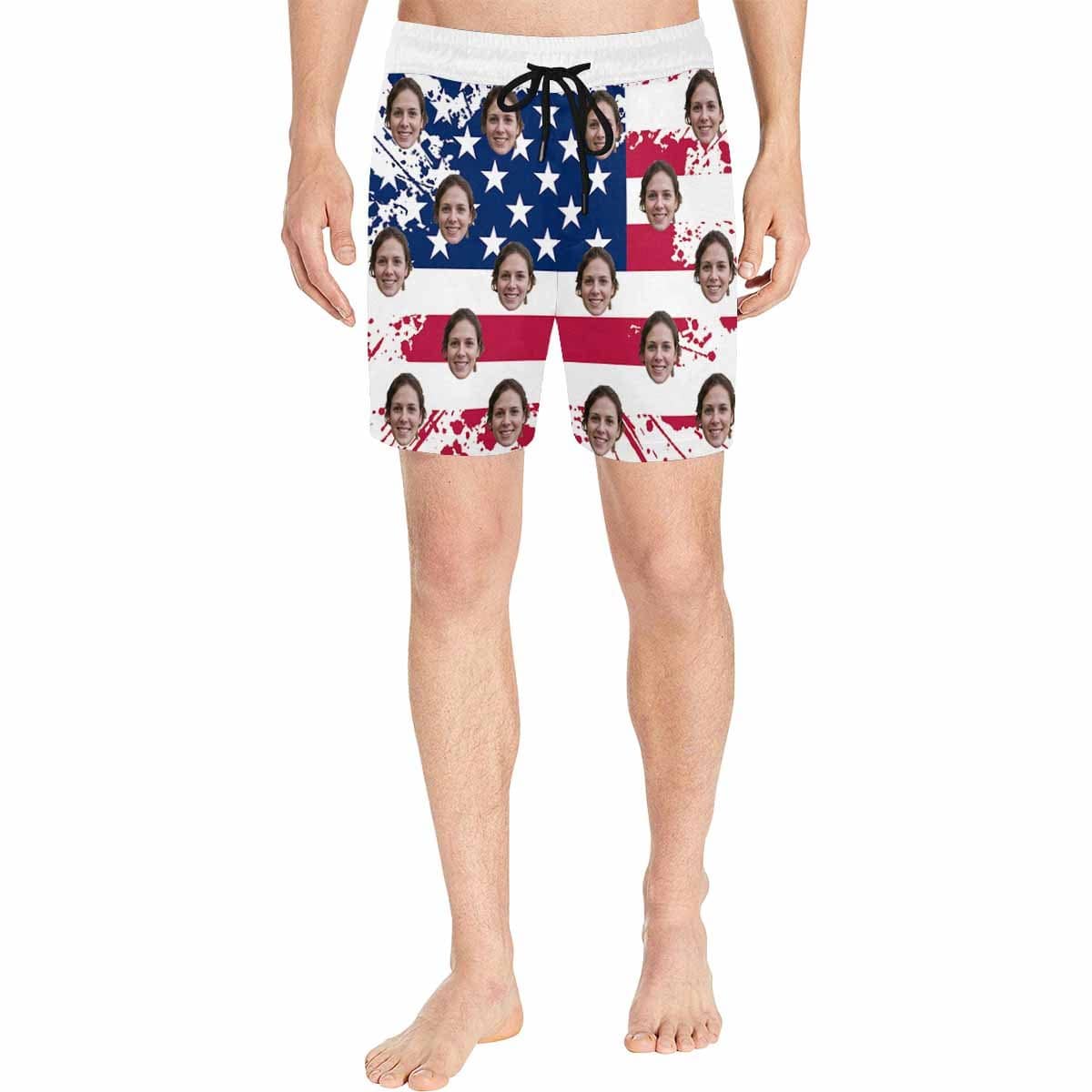 Custom Face Flag Couple Matching Swimsuit