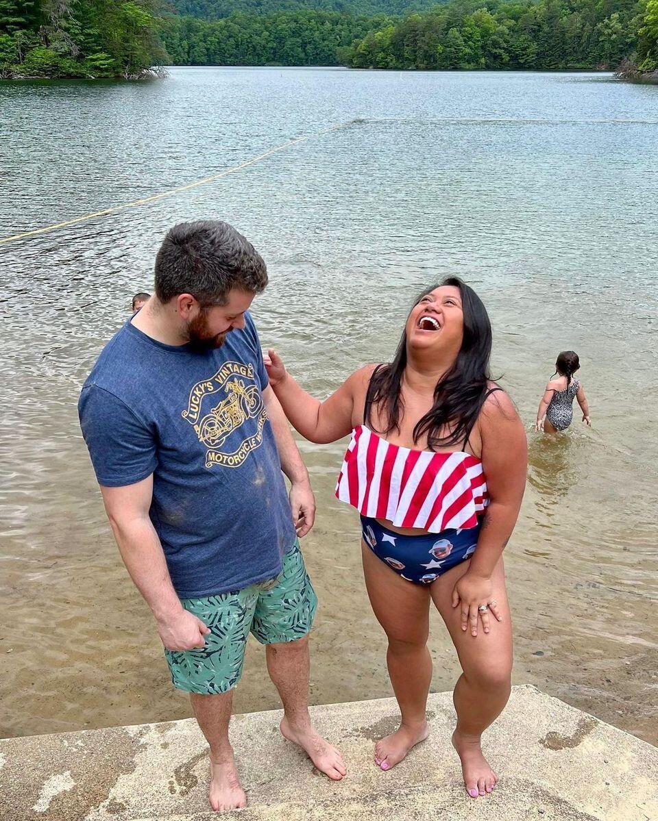 Plus Size Ruffle Bikini-Custom Face Stripe USA Flag