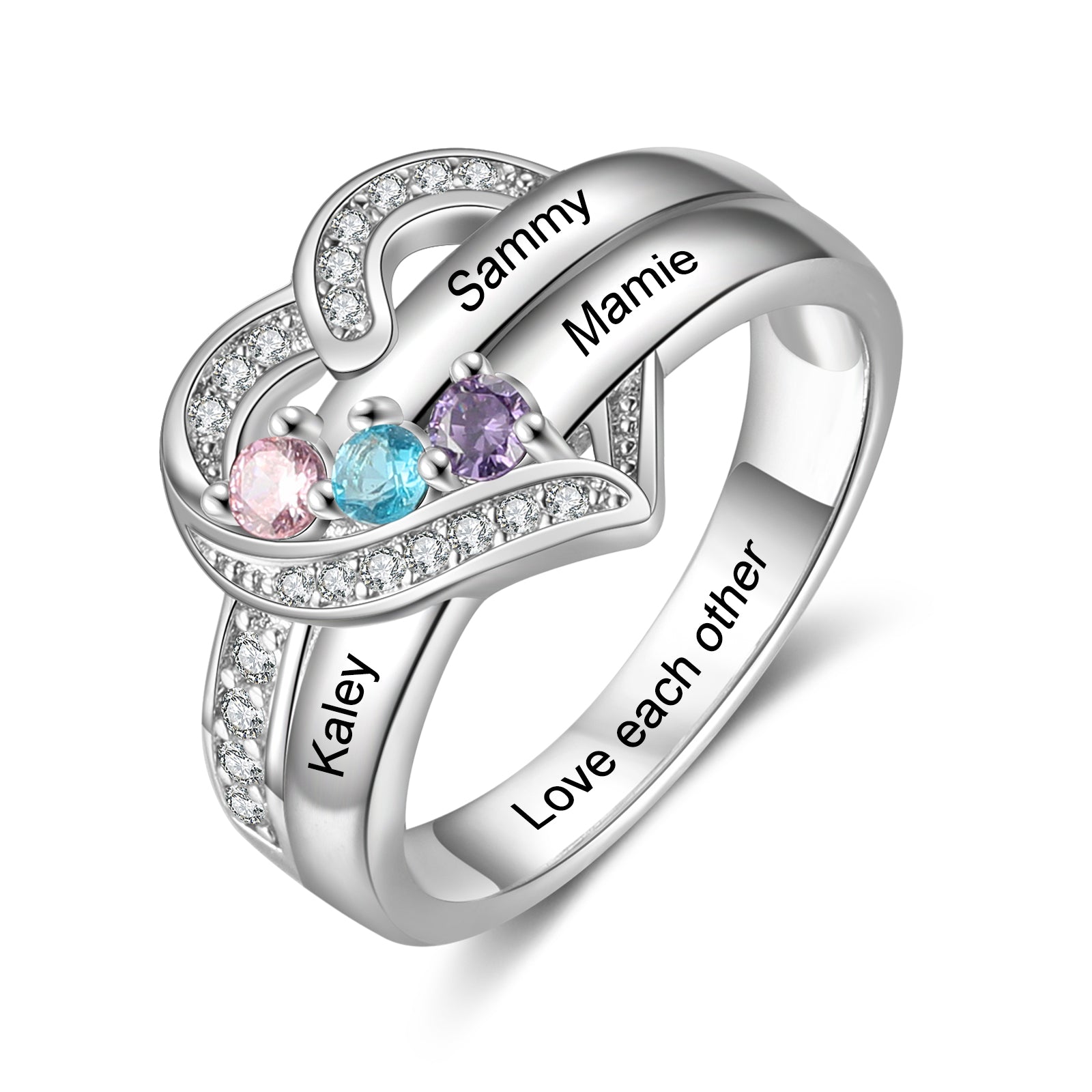 Custom Heart Birthstone Ring